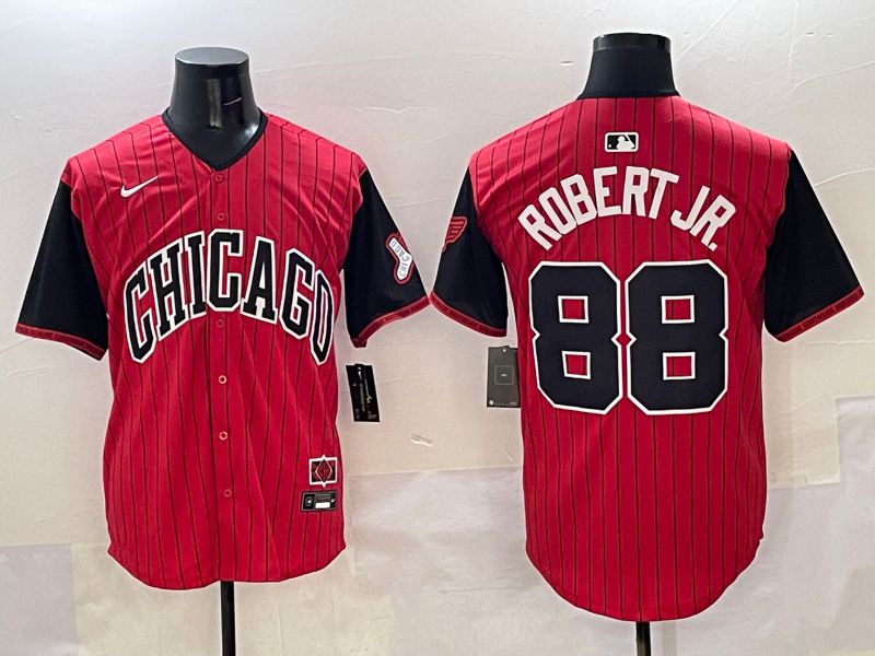 Men Chicago White Sox #88 Robert jr Red Stripe Joint Name 2025 Nike MLB Jersey style 6->atlanta braves->MLB Jersey